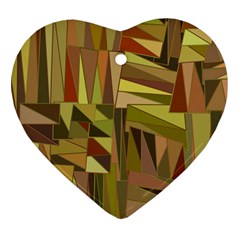 Earth Tones Geometric Shapes Unique Ornament (heart) by Mariart