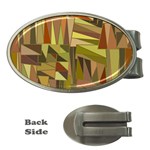 Earth Tones Geometric Shapes Unique Money Clips (Oval)  Front