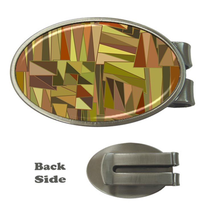 Earth Tones Geometric Shapes Unique Money Clips (Oval) 