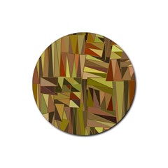 Earth Tones Geometric Shapes Unique Rubber Round Coaster (4 Pack)  by Mariart