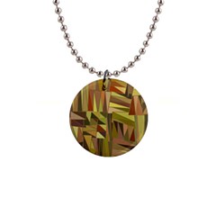 Earth Tones Geometric Shapes Unique 1  Button Necklace