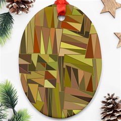 Earth Tones Geometric Shapes Unique Oval Ornament (two Sides) by Mariart