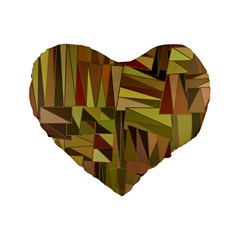 Earth Tones Geometric Shapes Unique Standard 16  Premium Heart Shape Cushions by Mariart