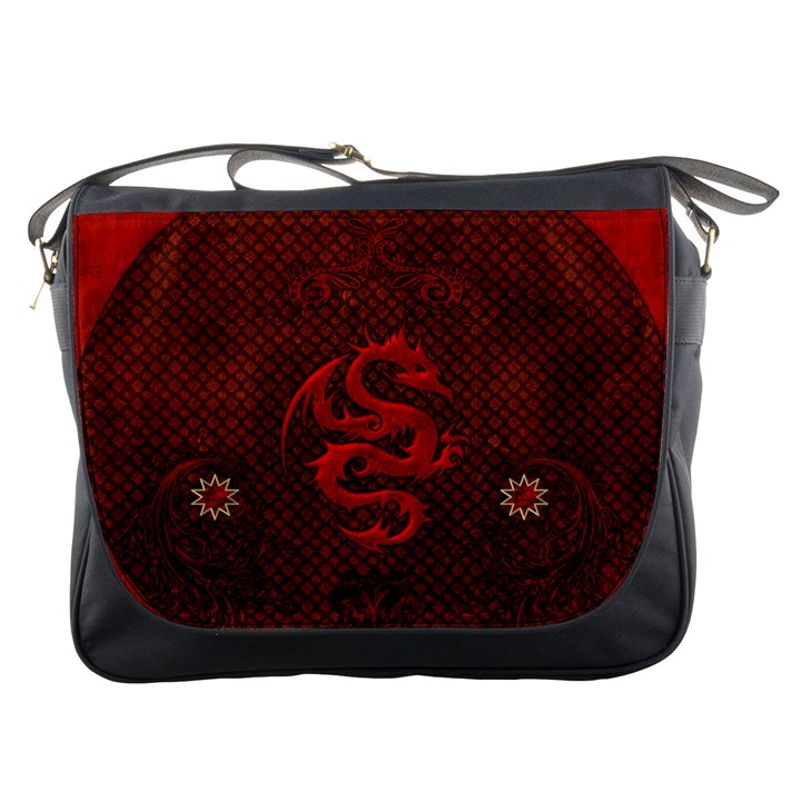 Awesome Chinese Dragon, Red Colors Messenger Bag