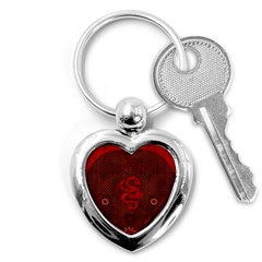 Awesome Chinese Dragon, Red Colors Key Chains (heart)  by FantasyWorld7