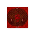 Awesome Chinese Dragon, Red Colors Square Magnet Front