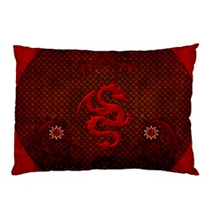 Awesome Chinese Dragon, Red Colors Pillow Case (two Sides) by FantasyWorld7