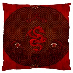 Awesome Chinese Dragon, Red Colors Large Cushion Case (one Side) by FantasyWorld7