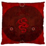 Awesome Chinese Dragon, Red Colors Large Flano Cushion Case (One Side)