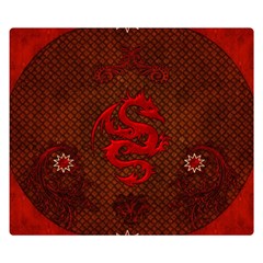 Awesome Chinese Dragon, Red Colors Double Sided Flano Blanket (small)  by FantasyWorld7