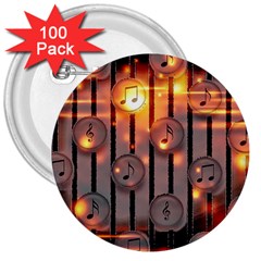 Music Notes Sound Musical Audio 3  Buttons (100 Pack)  by Mariart