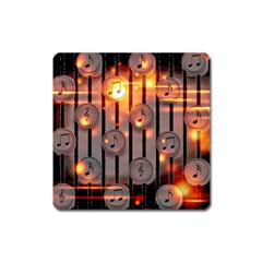 Music Notes Sound Musical Audio Square Magnet by Mariart