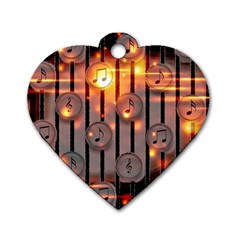 Music Notes Sound Musical Audio Dog Tag Heart (one Side) by Mariart