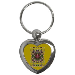 Ornate Dots And Decorative Colors Key Chains (heart)  by pepitasart