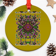 Ornate Dots And Decorative Colors Round Ornament (two Sides) by pepitasart