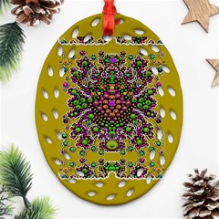 Ornate Dots And Decorative Colors Oval Filigree Ornament (two Sides) by pepitasart