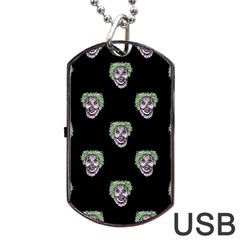 Creepy Zombies Motif Pattern Illustration Dog Tag Usb Flash (one Side) by dflcprintsclothing