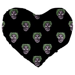 Creepy Zombies Motif Pattern Illustration Large 19  Premium Flano Heart Shape Cushions