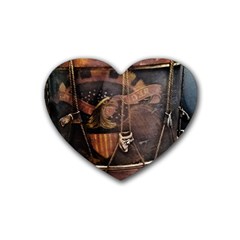 Grand Army Of The Republic Drum Rubber Coaster (heart)  by Riverwoman