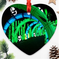 Dragon Lights Panda Heart Ornament (two Sides) by Riverwoman