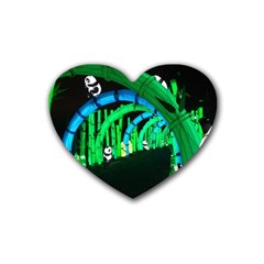 Dragon Lights Panda Rubber Coaster (heart)  by Riverwoman