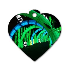 Dragon Lights Panda Dog Tag Heart (two Sides) by Riverwoman