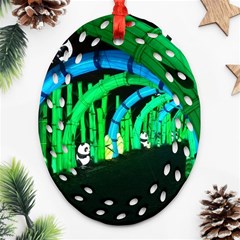 Dragon Lights panda Ornament (Oval Filigree)