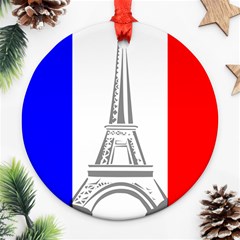 Eiffel Tower France Flag Tower Ornament (round) by Sudhe