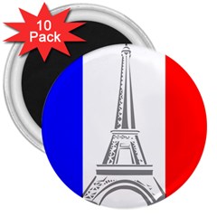 Eiffel Tower France Flag Tower 3  Magnets (10 Pack)  by Sudhe