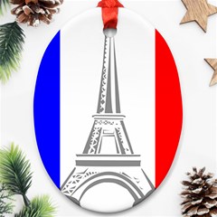 Eiffel Tower France Flag Tower Oval Ornament (two Sides) by Sudhe