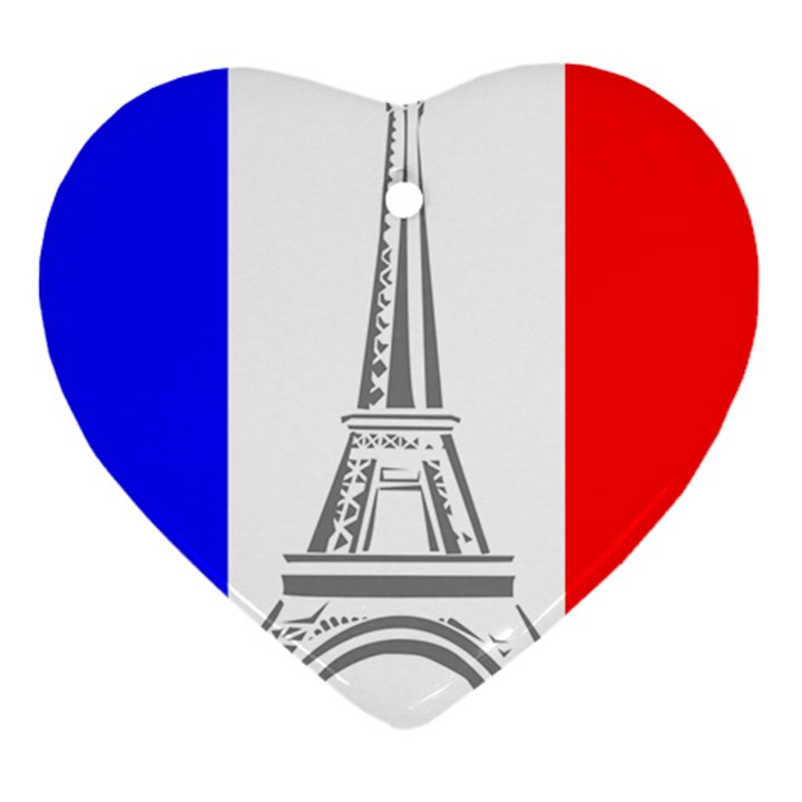 Eiffel Tower France Flag Tower Heart Ornament (Two Sides)