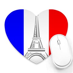 Eiffel Tower France Flag Tower Heart Mousepads by Sudhe