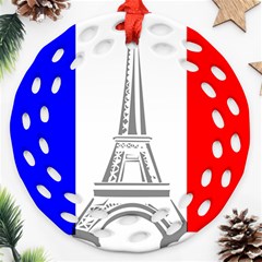 Eiffel Tower France Flag Tower Round Filigree Ornament (two Sides) by Sudhe