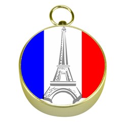 Eiffel Tower France Flag Tower Gold Compasses by Sudhe