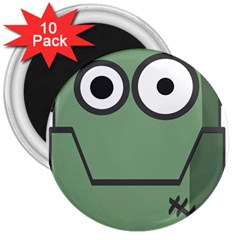 Cartoon Cute Frankenstein Halloween 3  Magnets (10 Pack)  by Sudhe