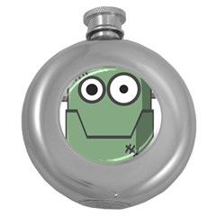 Cartoon Cute Frankenstein Halloween Round Hip Flask (5 Oz) by Sudhe