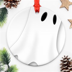 Ghost Boo Halloween Spooky Haunted Round Ornament (two Sides) by Sudhe