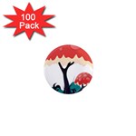 Tree Art Trunk Artwork Cartoon 1  Mini Magnets (100 pack)  Front