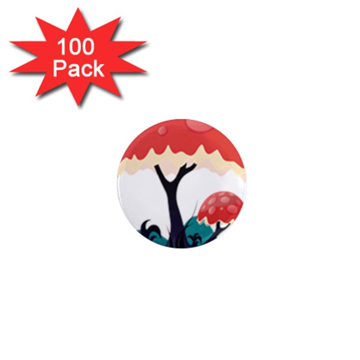 Tree Art Trunk Artwork Cartoon 1  Mini Magnets (100 pack) 