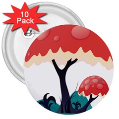 Tree Art Trunk Artwork Cartoon 3  Buttons (10 Pack)  by Sudhe