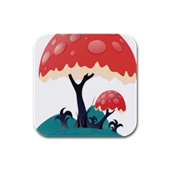 Tree Art Trunk Artwork Cartoon Rubber Square Coaster (4 Pack)  by Sudhe