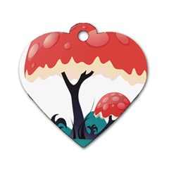 Tree Art Trunk Artwork Cartoon Dog Tag Heart (one Side) by Sudhe