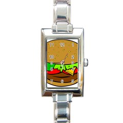 Hamburger Cheeseburger Fast Food Rectangle Italian Charm Watch by Sudhe