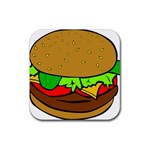 Hamburger Cheeseburger Fast Food Rubber Coaster (Square)  Front