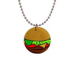 Hamburger Cheeseburger Fast Food 1  Button Necklace by Sudhe