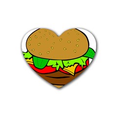 Hamburger Cheeseburger Fast Food Heart Coaster (4 Pack)  by Sudhe