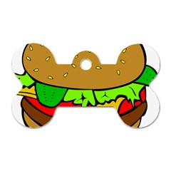 Hamburger Cheeseburger Fast Food Dog Tag Bone (one Side) by Sudhe