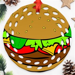 Hamburger Cheeseburger Fast Food Round Filigree Ornament (two Sides) by Sudhe