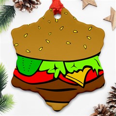 Hamburger Cheeseburger Fast Food Snowflake Ornament (two Sides) by Sudhe