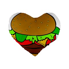 Hamburger Cheeseburger Fast Food Standard 16  Premium Heart Shape Cushions by Sudhe